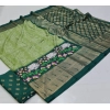 Generic Women's Art Silk Printed Saree With Unstitched Blouse (Green, 5-5 Mtrs)