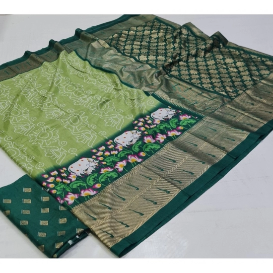 Generic Women's Art Silk Printed Saree With Unstitched Blouse (Green, 5-5 Mtrs) Generic Women's Art Silk Printed Saree With Unstitched Blouse (Green, 5-5 Mtrs)