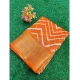 Generic Women's Linen Printed Saree With Unstitched Blouse (Orange, 5-5 Mtrs)
