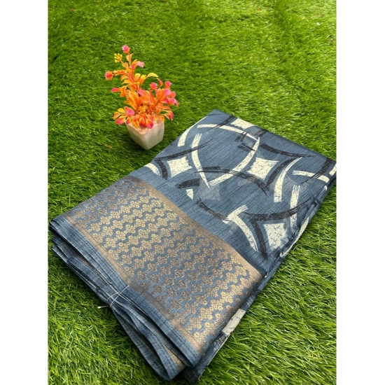 Generic Women's Cotton Printed Saree With Unstitched Blouse (Dark-Blue, 5-5 Mtrs) Generic Women's Cotton Printed Saree With Unstitched Blouse (Dark-Blue, 5-5 Mtrs)