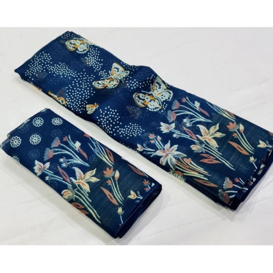 Generic Women's Cotton Printed Saree With Unstitched Blouse (Blue, 5-5 Mtrs) Generic Women's Cotton Printed Saree With Unstitched Blouse (Blue, 5-5 Mtrs)