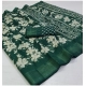 Generic Women's Cotton Printed Saree With Unstitched Blouse (Green, 5-5 Mtrs)