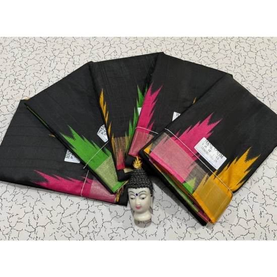Generic Women's Tussar Silk Printed Saree With Unstitched Blouse (Black, 5-5 Mtrs) Generic Women's Tussar Silk Printed Saree With Unstitched Blouse (Black, 5-5 Mtrs)
