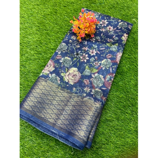 Generic Women's Cotton Printed Saree With Unstitched Blouse (Dark-Blue, 5-5 Mtrs) Generic Women's Cotton Printed Saree With Unstitched Blouse (Dark-Blue, 5-5 Mtrs)
