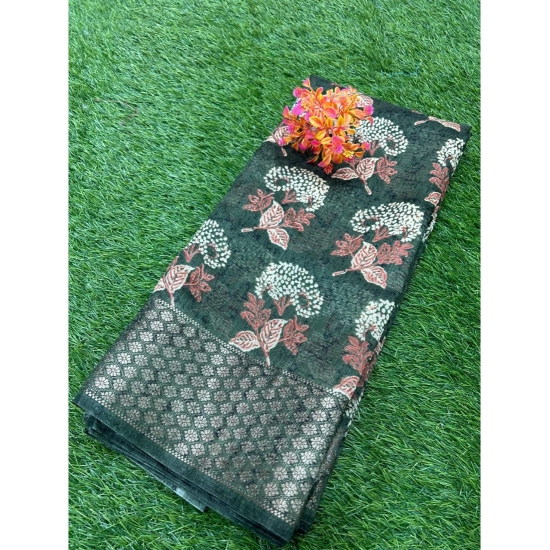 Generic Women's Cotton Printed Saree With Unstitched Blouse (Green, 5-5 Mtrs) Generic Women's Cotton Printed Saree With Unstitched Blouse (Green, 5-5 Mtrs)