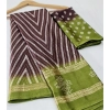Generic Women's Cotton Printed Saree With Unstitched Blouse (Brown, 5-5 Mtrs)