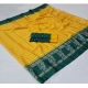 Generic Women's Cotton Printed Saree With Unstitched Blouse (Yellow, 5-5 Mtrs)