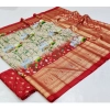 Generic Women's Art Silk Printed Saree With Unstitched Blouse (Red, 5-5 Mtrs)