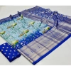 Generic Women's Art Silk Printed Saree With Unstitched Blouse (Blue, 5-5 Mtrs)