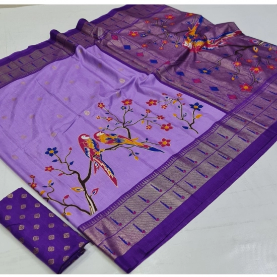 Generic Women's Art Silk Printed Saree With Unstitched Blouse (Purple, 5-5 Mtrs) Generic Women's Art Silk Printed Saree With Unstitched Blouse (Purple, 5-5 Mtrs)