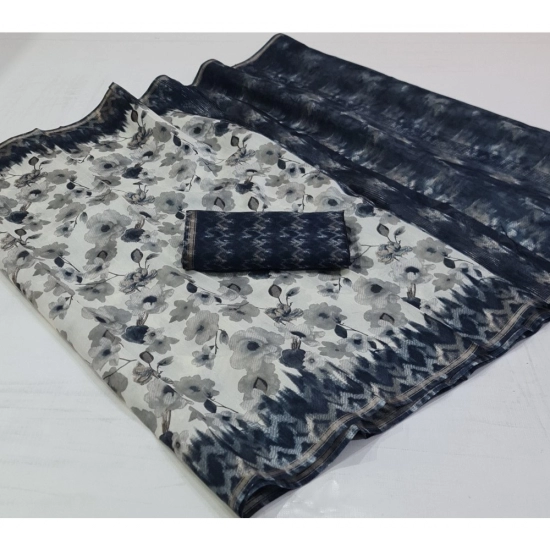 Generic Women's Cotton Printed Saree With Unstitched Blouse (Blue, 5-5 Mtrs) Generic Women's Cotton Printed Saree With Unstitched Blouse (Blue, 5-5 Mtrs)