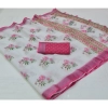 Generic Women's Cotton Printed Saree With Unstitched Blouse (White, 5-5 Mtrs)