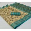 Generic Women's Cotton Printed Saree With Unstitched Blouse (Yellow, 5-5 Mtrs)