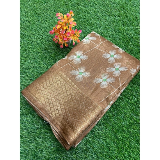 Generic Women's Cotton Printed Saree With Unstitched Blouse (Gold, 5-5 Mtrs) Generic Women's Cotton Printed Saree With Unstitched Blouse (Gold, 5-5 Mtrs)