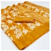 Generic Women's Cotton Printed Saree With Unstitched Blouse (Yellow, 5-5 Mtrs)