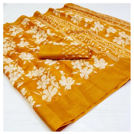 Generic Women's Cotton Printed Saree With Unstitched Blouse (Yellow, 5-5 Mtrs) Generic Women's Cotton Printed Saree With Unstitched Blouse (Yellow, 5-5 Mtrs)