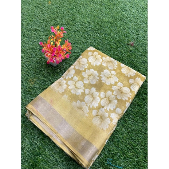 Generic Women's Cotton Printed Saree With Unstitched Blouse (Yellow, 5-5 Mtrs) Generic Women's Cotton Printed Saree With Unstitched Blouse (Yellow, 5-5 Mtrs)