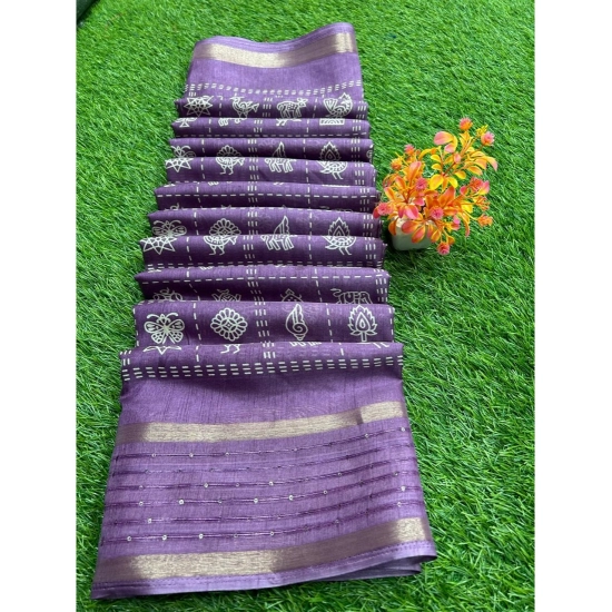 Generic Women's Art Silk Printed Saree With Unstitched Blouse (Purple, 5-5 Mtrs) Generic Women's Art Silk Printed Saree With Unstitched Blouse (Purple, 5-5 Mtrs)