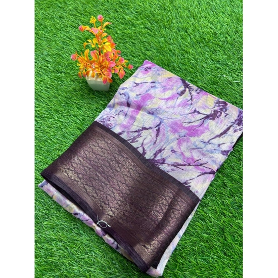 Generic Women's Cotton Printed Saree With Unstitched Blouse (Purple, 5-5 Mtrs) Generic Women's Cotton Printed Saree With Unstitched Blouse (Purple, 5-5 Mtrs)
