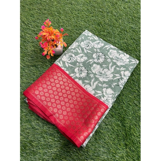 Generic Women's Cotton Blend Printed Saree With Unstitched Blouse (Mehendi, 5-5 Mtrs) Generic Women's Cotton Blend Printed Saree With Unstitched Blouse (Mehendi, 5-5 Mtrs)