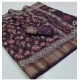 Generic Women's Cotton Printed Saree With Unstitched Blouse (Wine, 5-5 Mtrs)