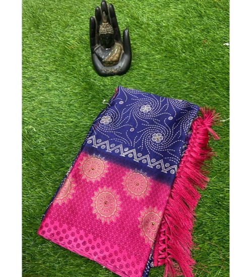Generic Women's Crepe Printed Saree With Unstitched Blouse (Navy, 5-5 Mtrs)