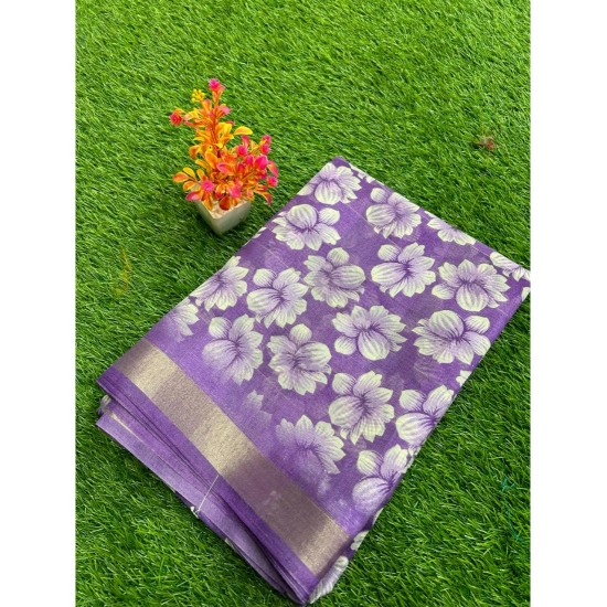 Generic Women's Cotton Printed Saree With Unstitched Blouse (Purple, 5-5 Mtrs) Generic Women's Cotton Printed Saree With Unstitched Blouse (Purple, 5-5 Mtrs)