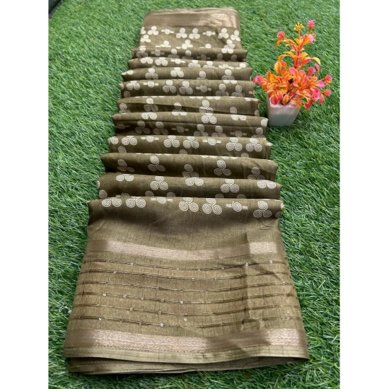 Generic Women's Art Silk Printed Saree With Unstitched Blouse (Brown, 5-5 Mtrs) Generic Women's Art Silk Printed Saree With Unstitched Blouse (Brown, 5-5 Mtrs)