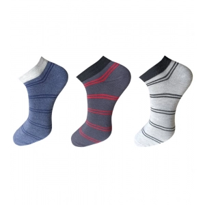 Generic 3_Pair Set Unisex Casual Cotton Striped Ankle Length Socks (Multicolor)