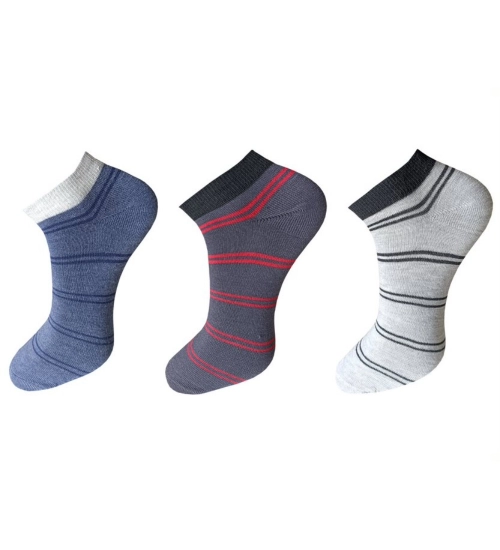 Generic 3_Pair Set Unisex Casual Cotton Striped Ankle Length Socks (Multicolor)