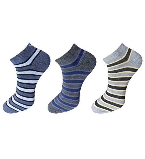 Generic 3_Pair Set Unisex Casual Cotton Striped Ankle Length Socks (Multicolor)