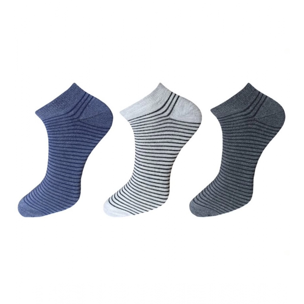 Generic 3_Pair Set Unisex Casual Cotton Striped Ankle Length Socks (Multicolor) Generic 3_Pair Set Unisex Casual Cotton Striped Ankle Length Socks (Multicolor)