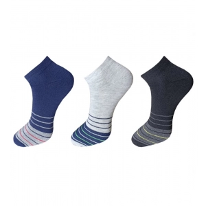 Generic 3_Pair Set Unisex Casual Cotton Striped Ankle Length Socks (Multicolor)