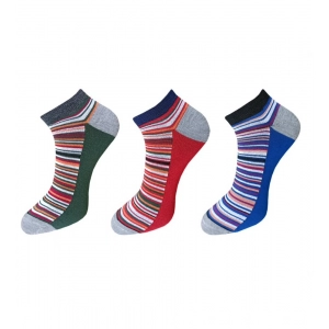 Generic 3_Pair Set Unisex Casual Cotton Striped Ankle Length Socks (Multicolor)