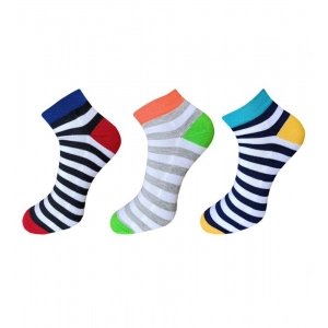 Generic 3_Pair Set Unisex Casual Cotton Striped Ankle Length Socks (Multicolor)