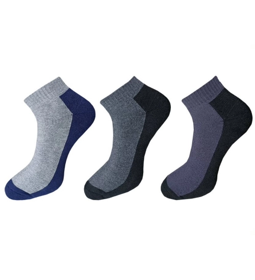 Generic 3_Pair Set Unisex Casual Cotton Solid Ankle Length Socks (Multicolor)