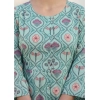Generic Women's Cotton Printed 3/4 Sleeve Round Neck Tunics (Green)
