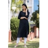 Generic Women's Cotton Solid 3/4 Sleeve Round Neck Kurti (Blue)