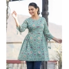 Generic Women's Cotton Printed 3/4 Sleeve Round Neck Tunics (Green)