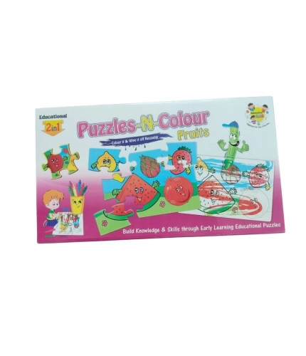 2 In 1 Puzzle &amp; ColorsFtruit |   Cardboard  |   Educational Toys| 3+ Years
