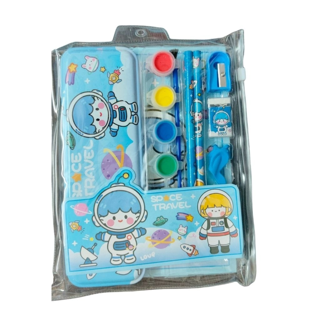 Space Travel Theme Pencil Metal Box Set | Plastic | Stationery | 3+ Years