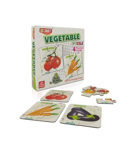 4_Pcs Set Vegetable Puzzles | Cardboard | Educational Toys | 3+ Years