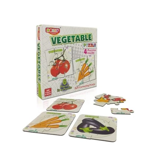 4_Pcs Set Vegetable Puzzles | Cardboard | Educational Toys | 3+ Years