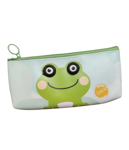 Pack Of_2 Frog Cartoon Printed Pencil Pouch |   Canvas  |   Stationery | 3+ Years