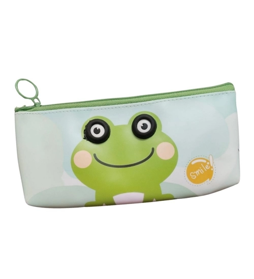 Pack Of_2 Frog Cartoon Printed Pencil Pouch |   Canvas  |   Stationery | 3+ Years