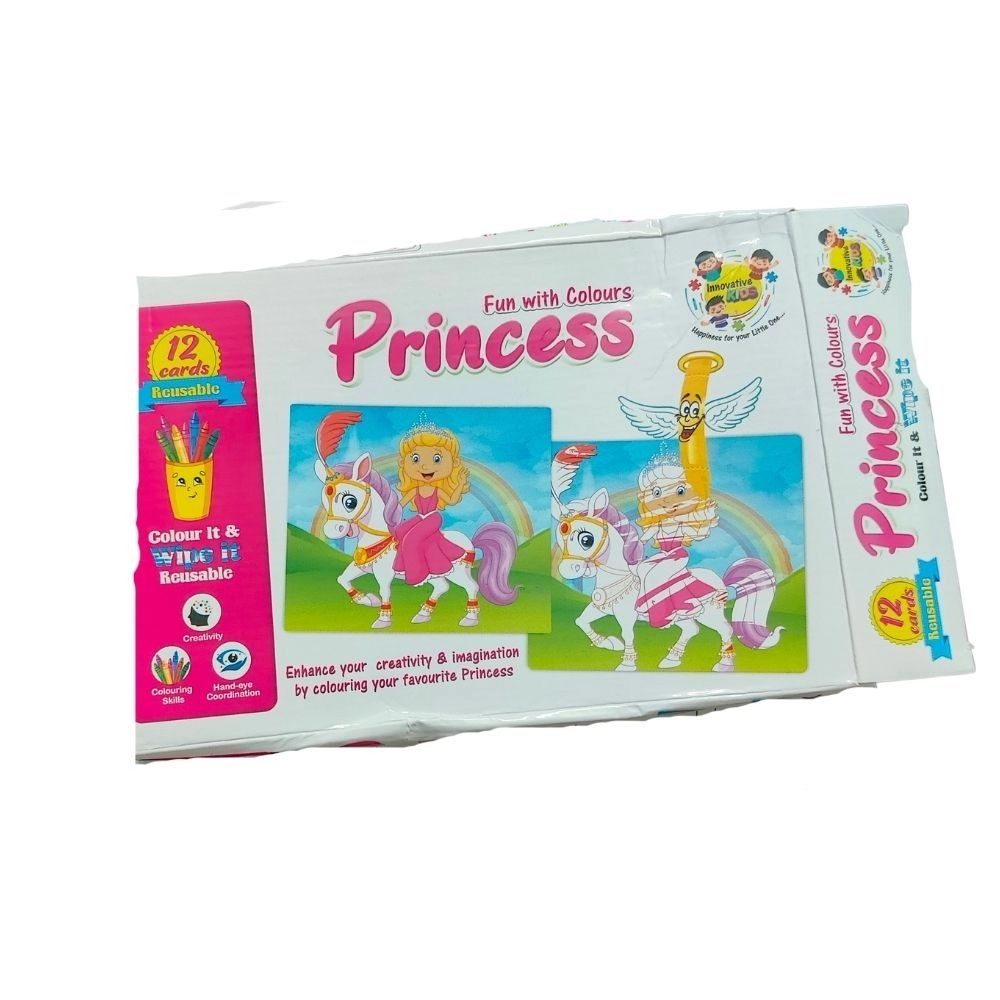 Fun With Coloring Board-Princess | Cardboard | Educational Toys| 3+ Years Fun With Coloring Board-Princess | Cardboard | Educational Toys| 3+ Years