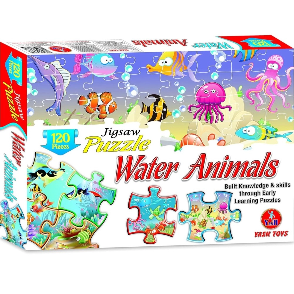120_Pcs Jigsaw Puzzle Water Animals Set | Cardboard | Educational Toys | 4+ Years