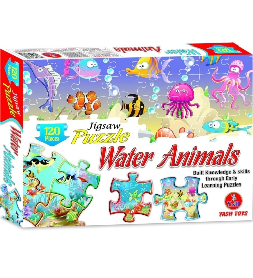 120_Pcs Jigsaw Puzzle Water Animals Set | Cardboard | Educational Toys | 4+ Years
