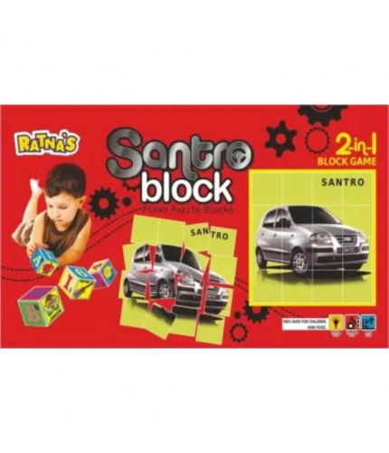 2 In 1 Santro Puzzle And Blocks | Cardboard | Educational Toys | 3+ Years