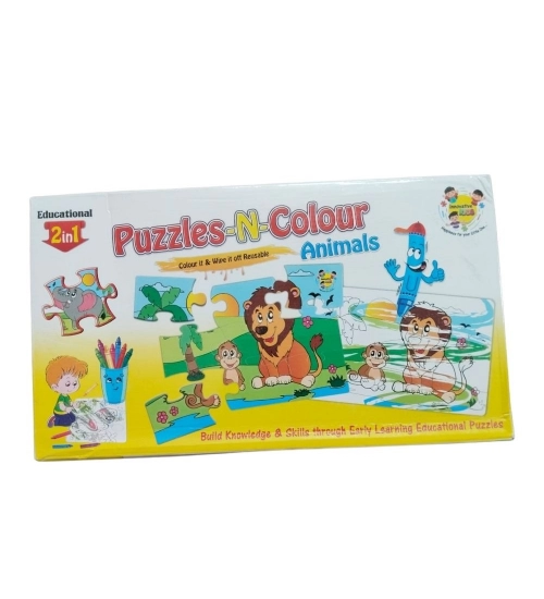2 In 1 Puzzle &amp; Colors Animal |   Cardboard  |   Educational Toys| 3+ Years